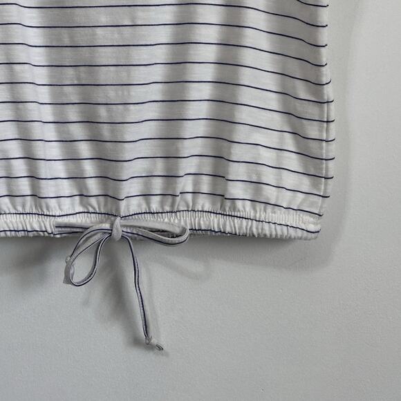 O’Neill Womens Tank Top M Tie Waist Blue Stripe Land That I Love Patriotic Shirt - Picture 2 of 10